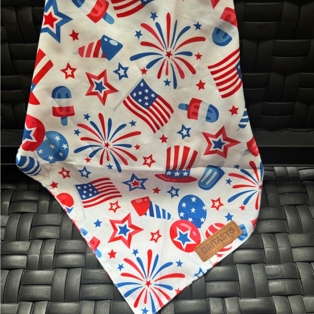 Patriotic Bandana with Fireworks and Flags